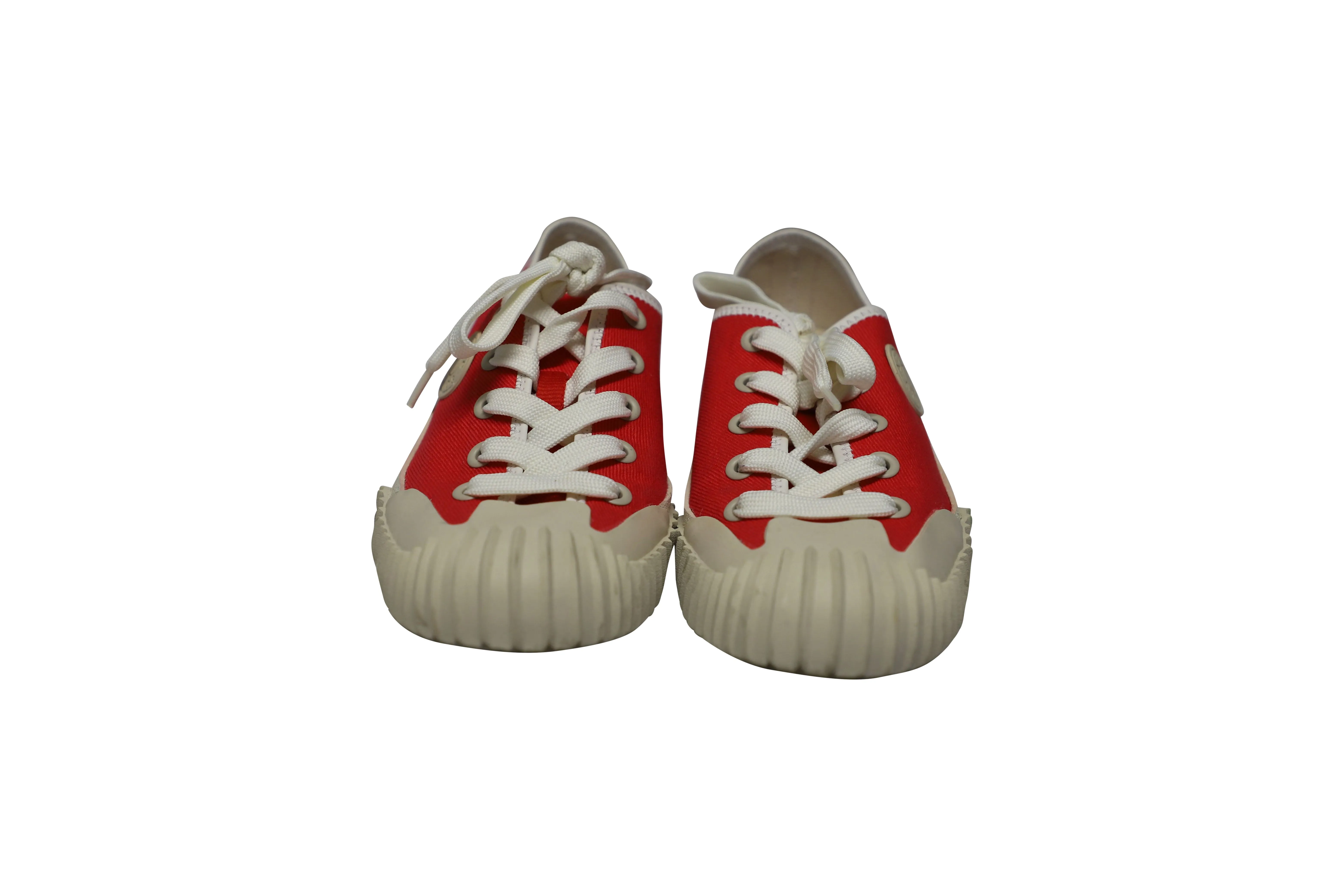Acne Studios Logo Patch Sneakers in Red Cotton