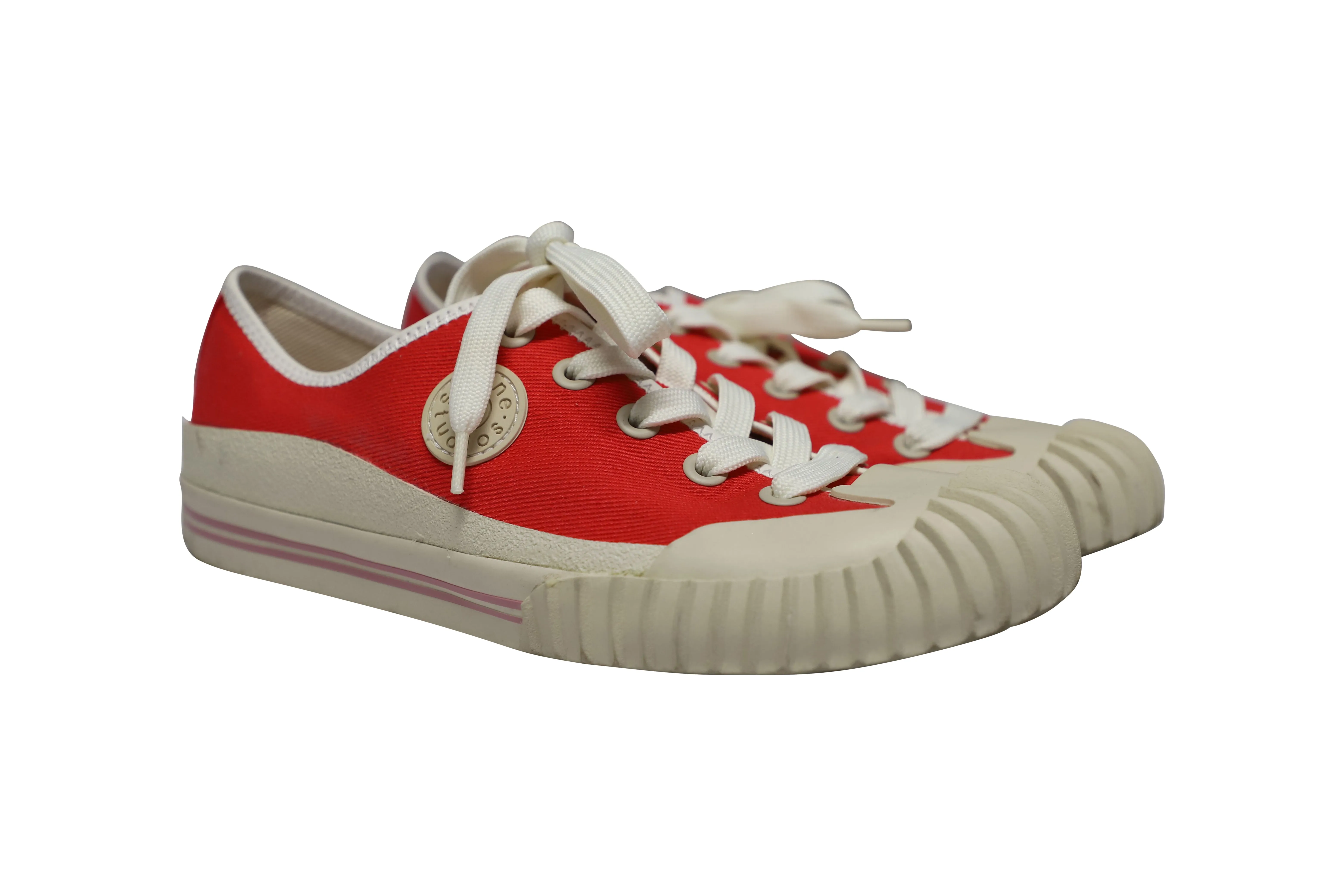 Acne Studios Logo Patch Sneakers in Red Cotton