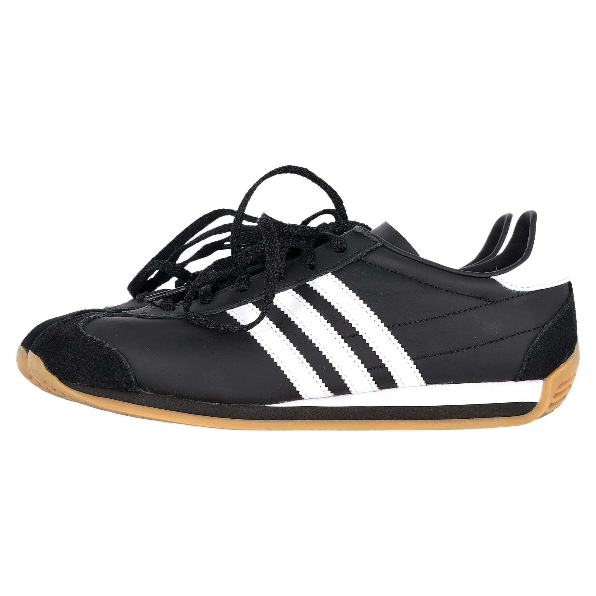 Adidas Country OG Low-Top Sneakers in Black Calfskin Leather