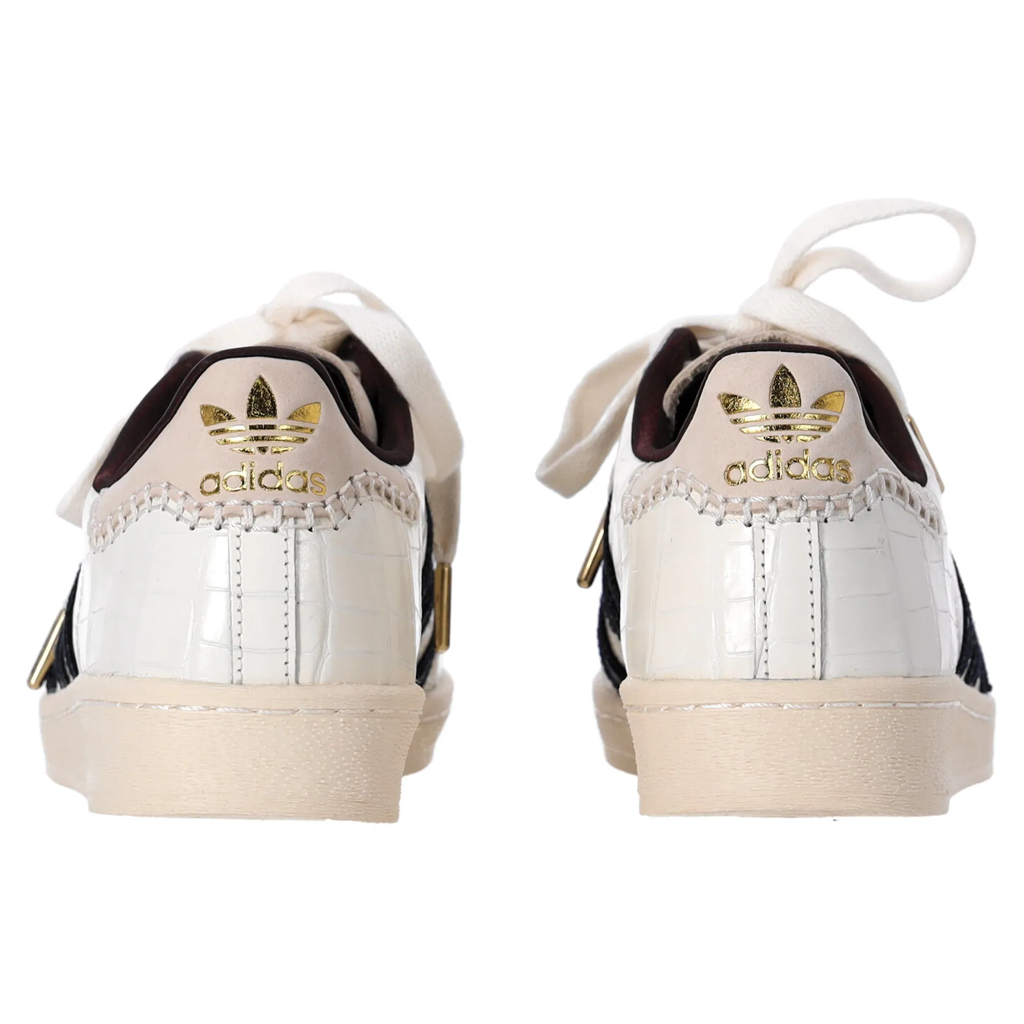 Adidas x Wales Bonner Faux-Croc Superstar Sneakers In White Leather