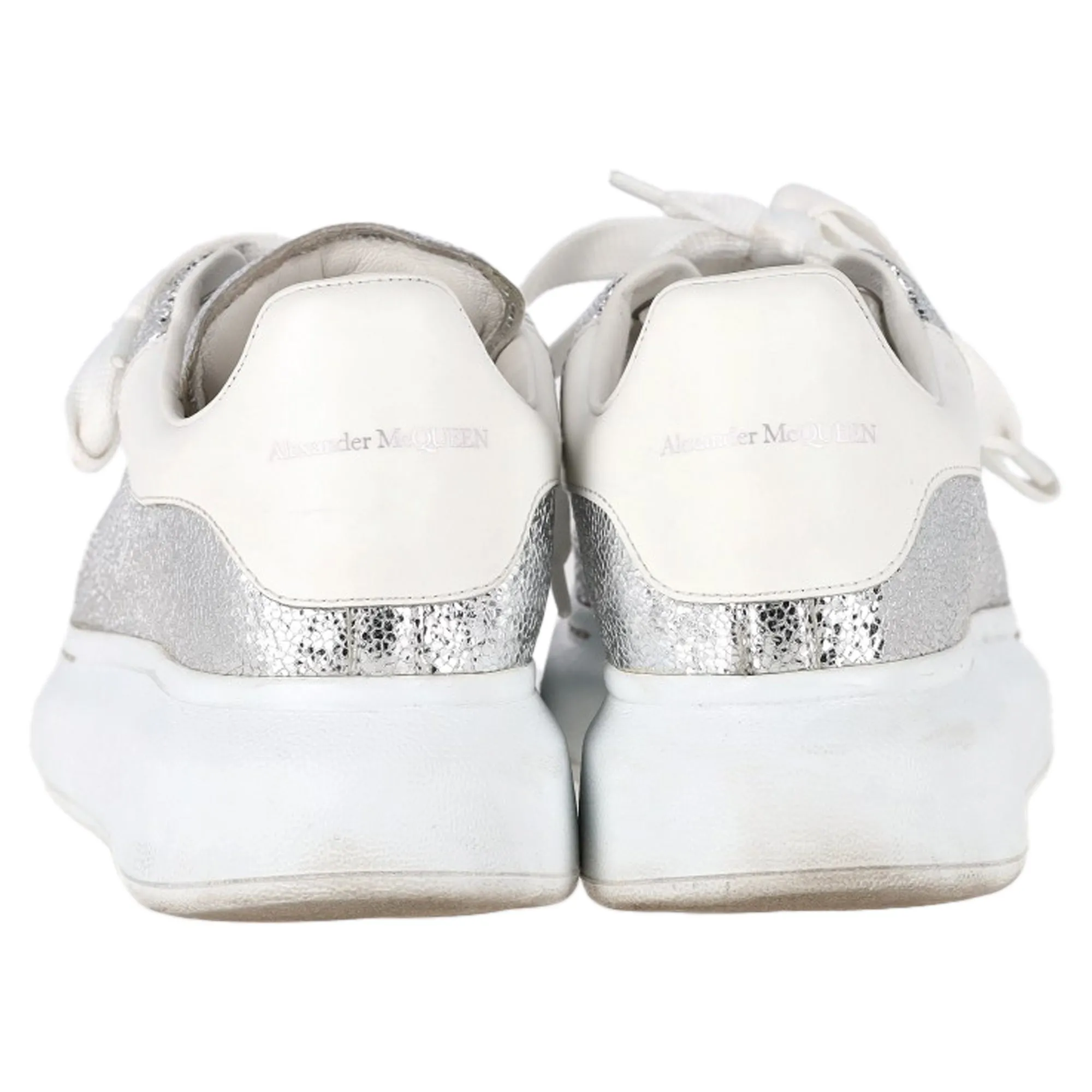 Alexander Mcqueen Oversized Sneakers in Metallic Silver Leather