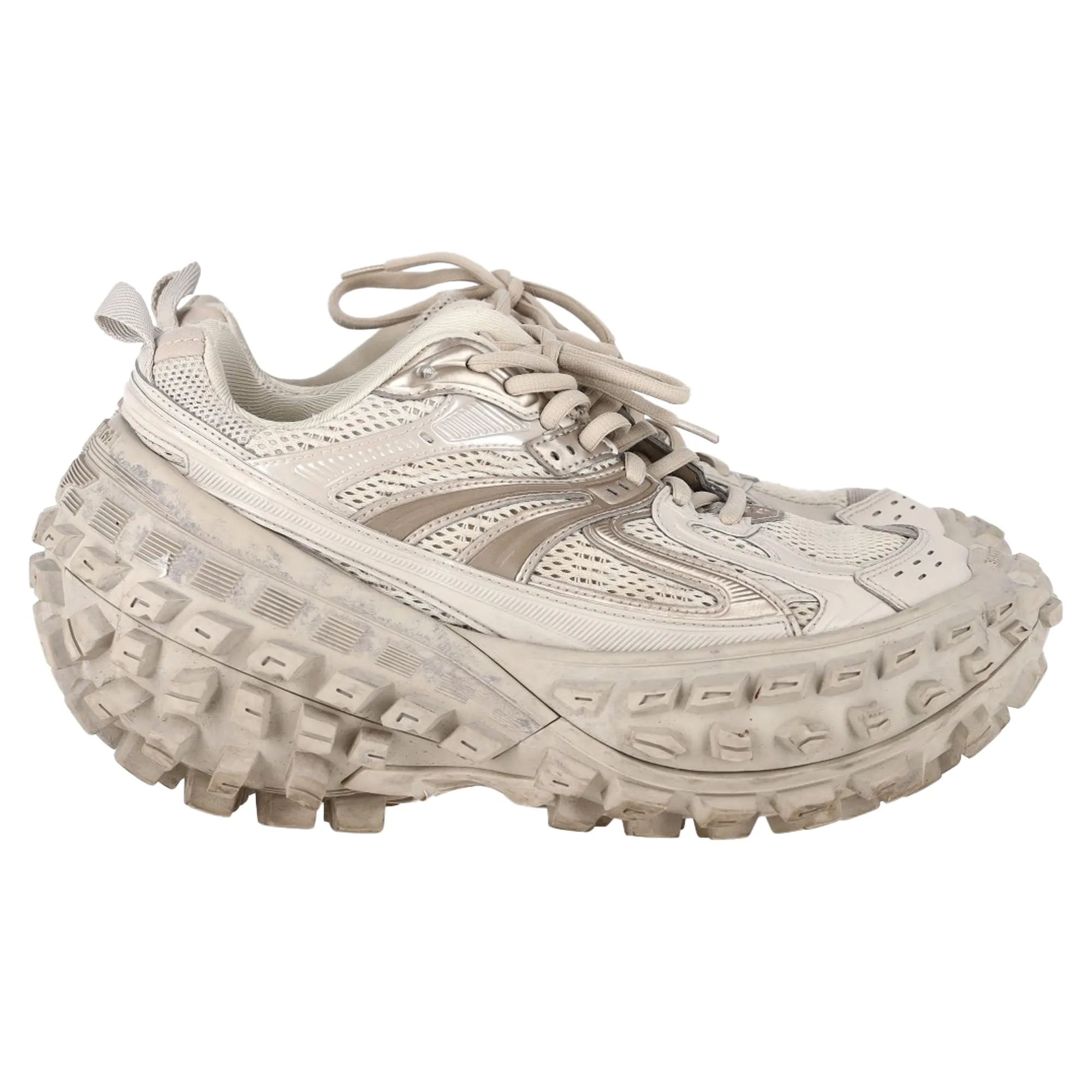 Balenciaga Bouncer Trainer Shoes in Beige Mixed Media