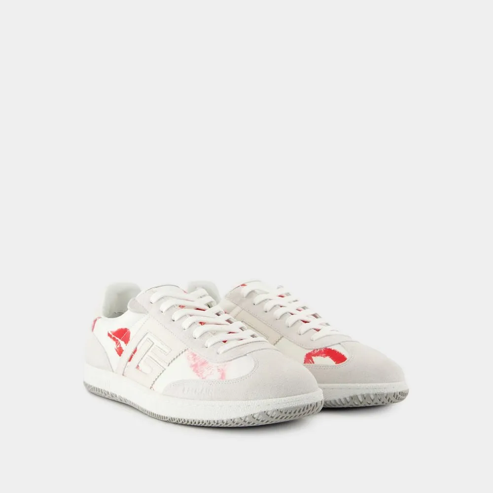Balmain Swan Sneakers - Leather - White/Red