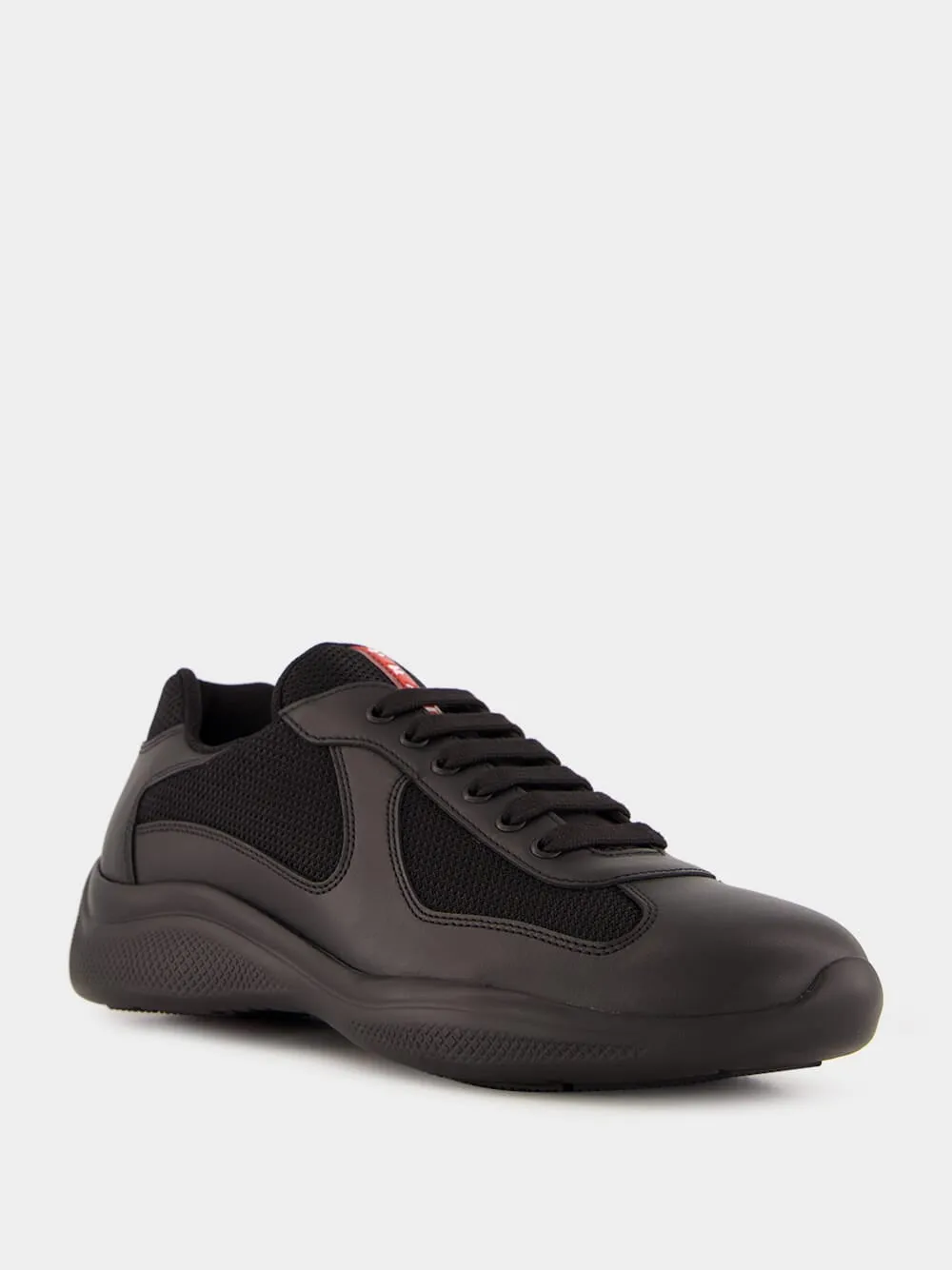 Black Leather and Fabric America's Cup Sneakers