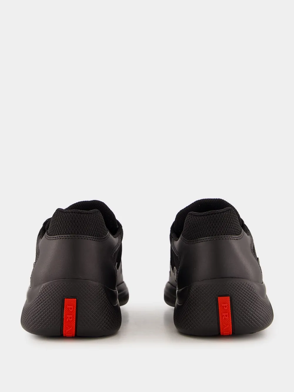 Black Leather and Fabric America's Cup Sneakers