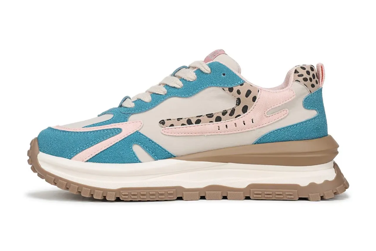 Blowfish Malibu Womens Pink Blue Retro Lace-Up Sneakers -Leo