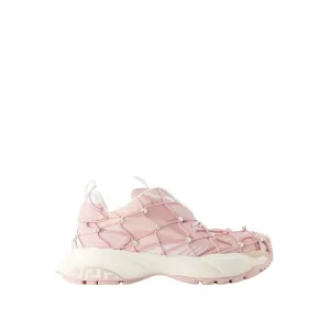 Chunky Pink Calfskin Sneakers With Decorative Elements