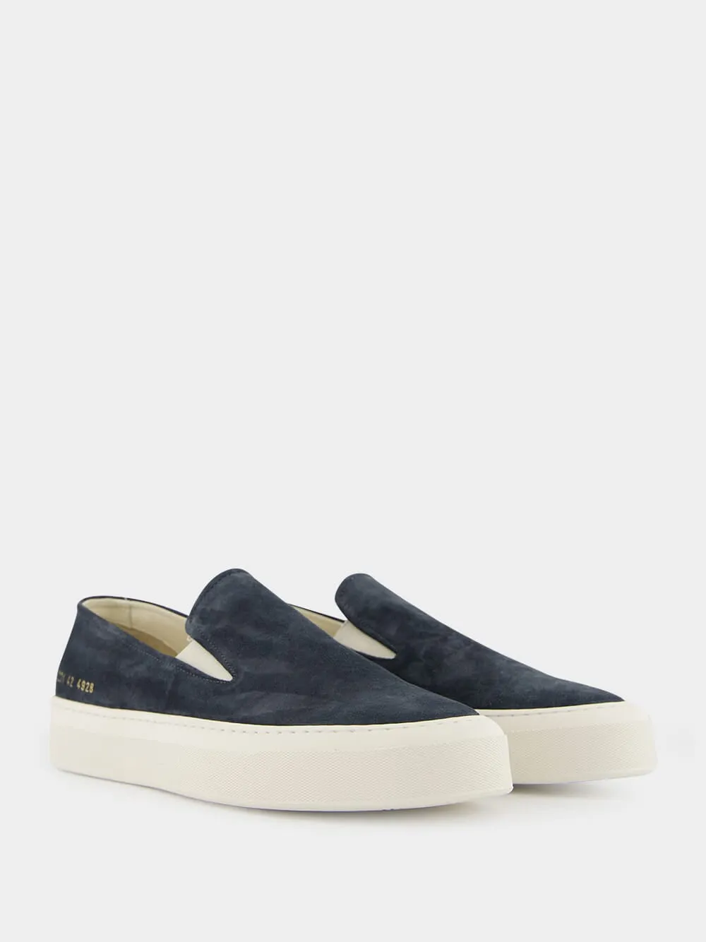 Dark Blue Suede Slip-On Sneakers