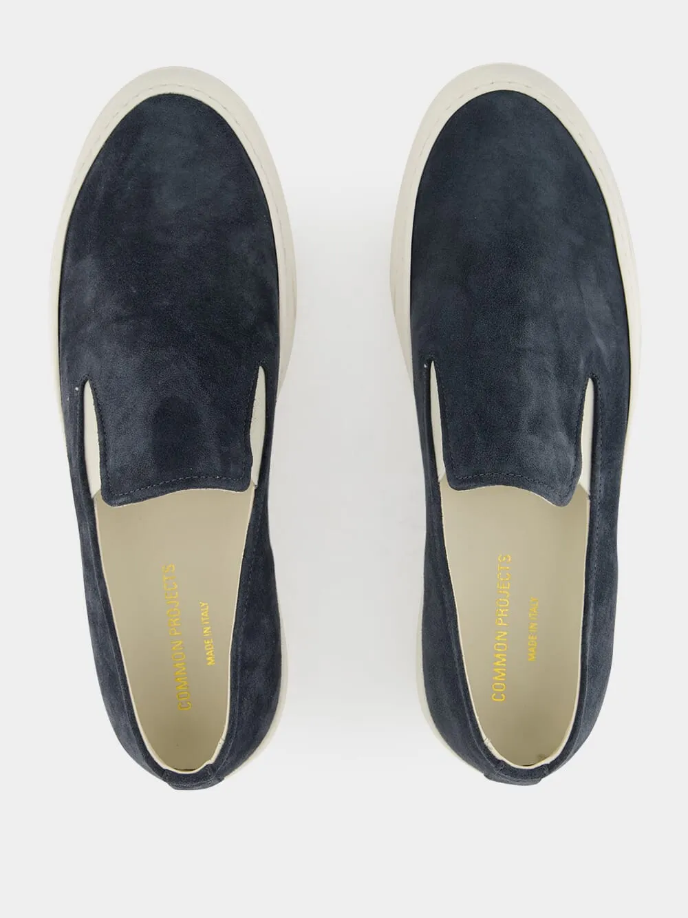 Dark Blue Suede Slip-On Sneakers