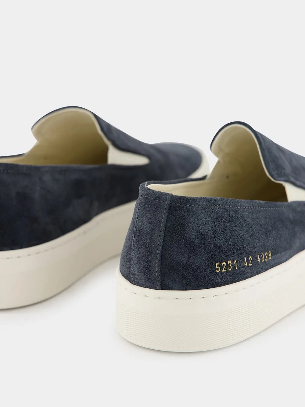 Dark Blue Suede Slip-On Sneakers