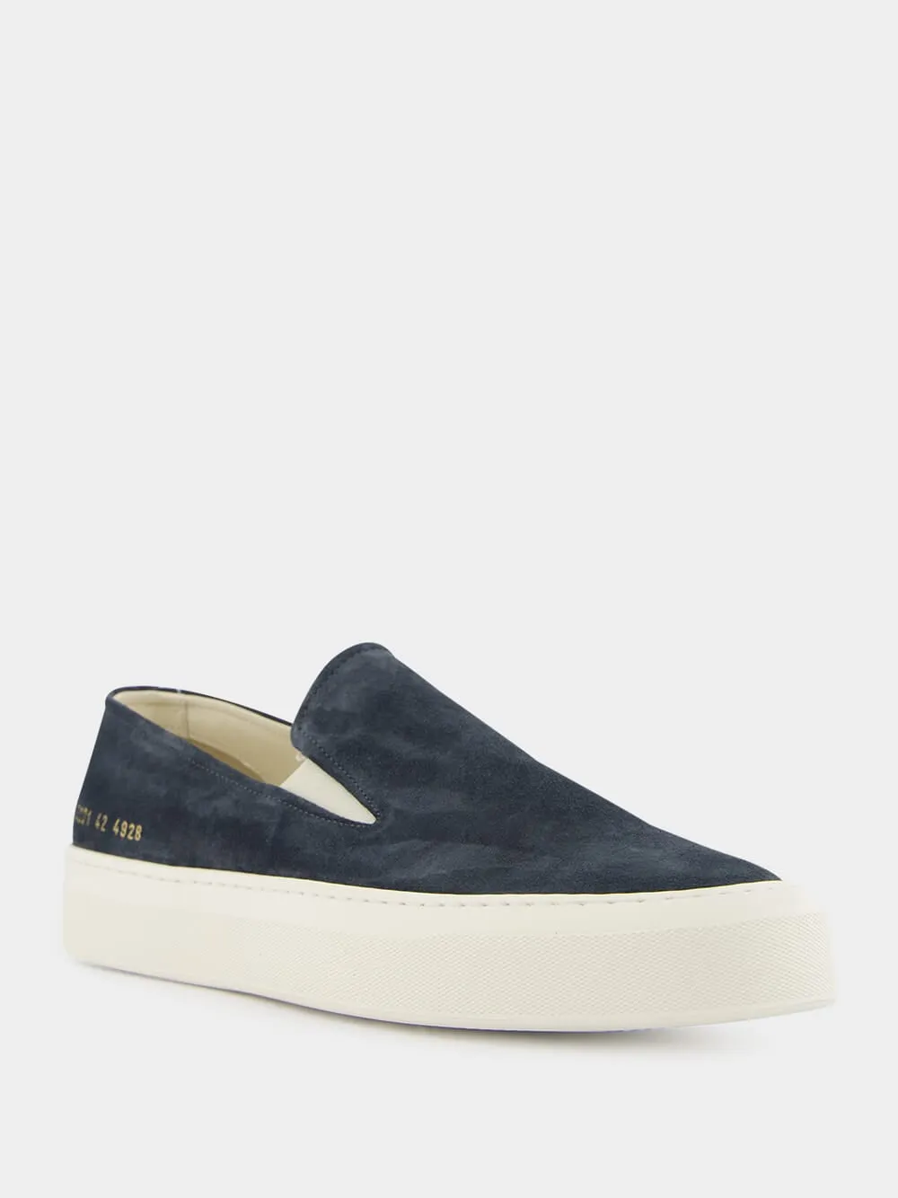 Dark Blue Suede Slip-On Sneakers