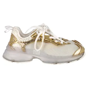 Dior Vibe Sneakers in White and Gold Mixed Media