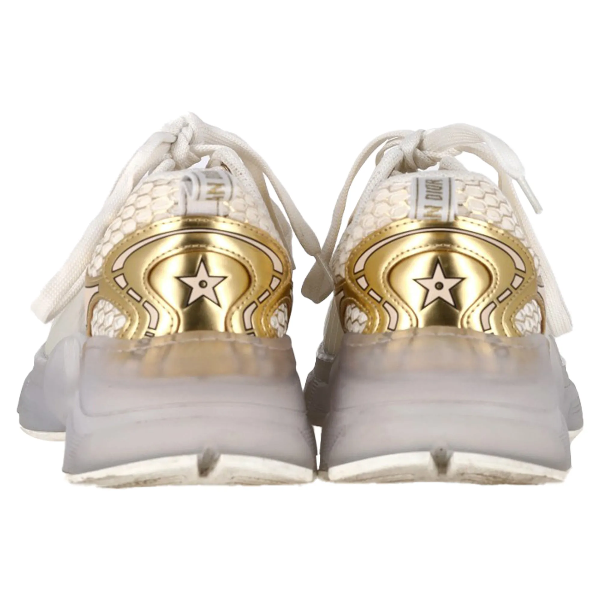 Dior Vibe Sneakers in White and Gold Mixed Media