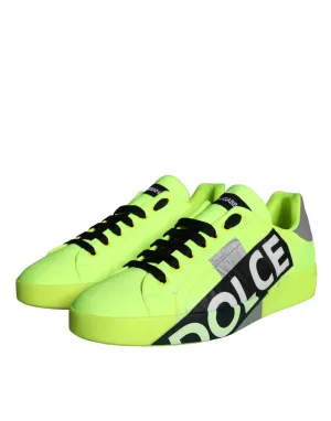 Dolce & Gabbana Neon Logo Tape Low Top Sneakers Men's Shoes (Pre-Owned)