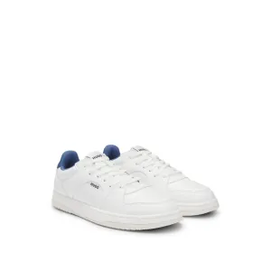 Faux-leather lace-up trainers with logo details