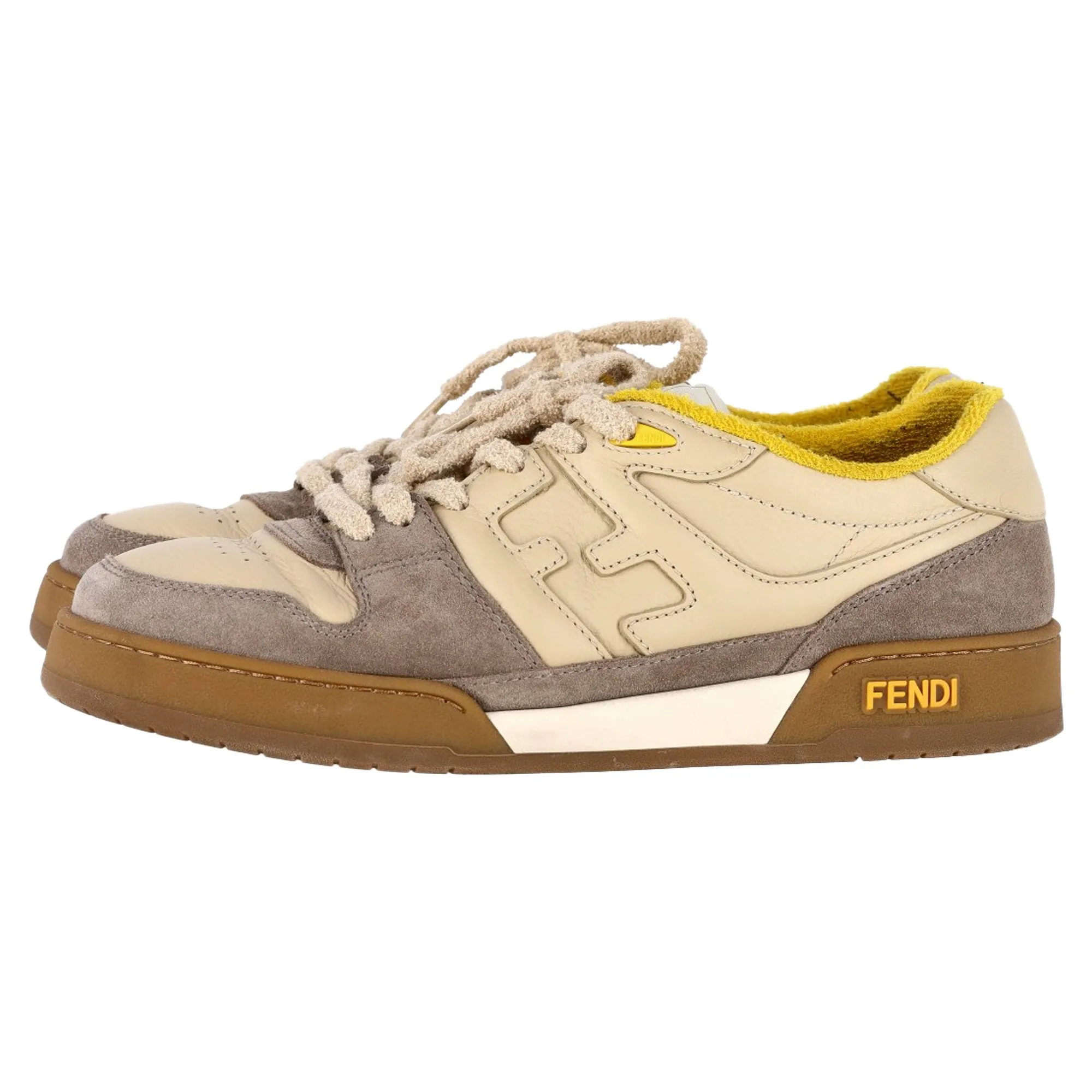 Fendi Match Low-Top Sneakers in Beige Suede and Leather