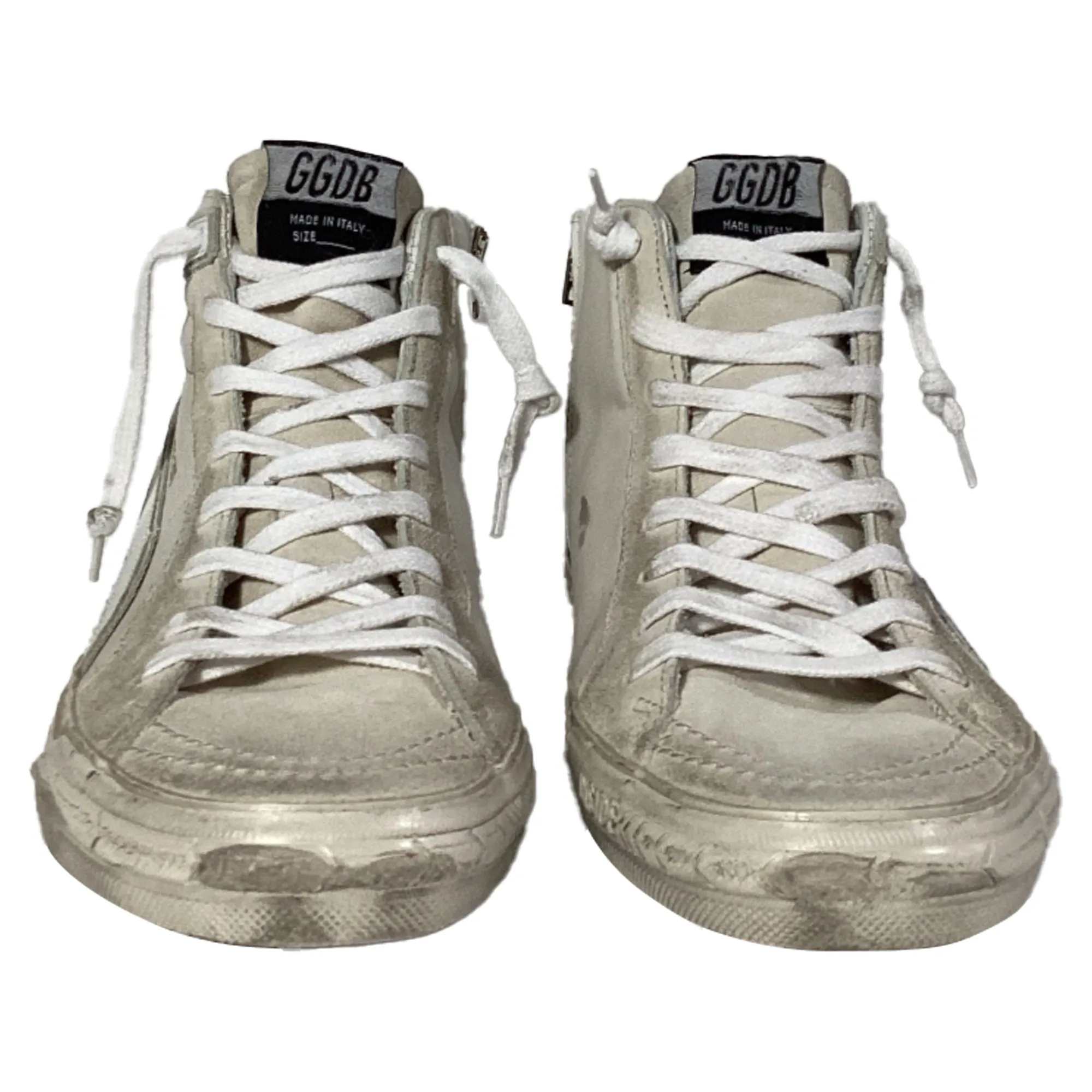 Golden Goose Slide Classic High-Top Sneakers in White Leather and Suede