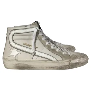 Golden Goose Slide Classic High-Top Sneakers in White Leather and Suede
