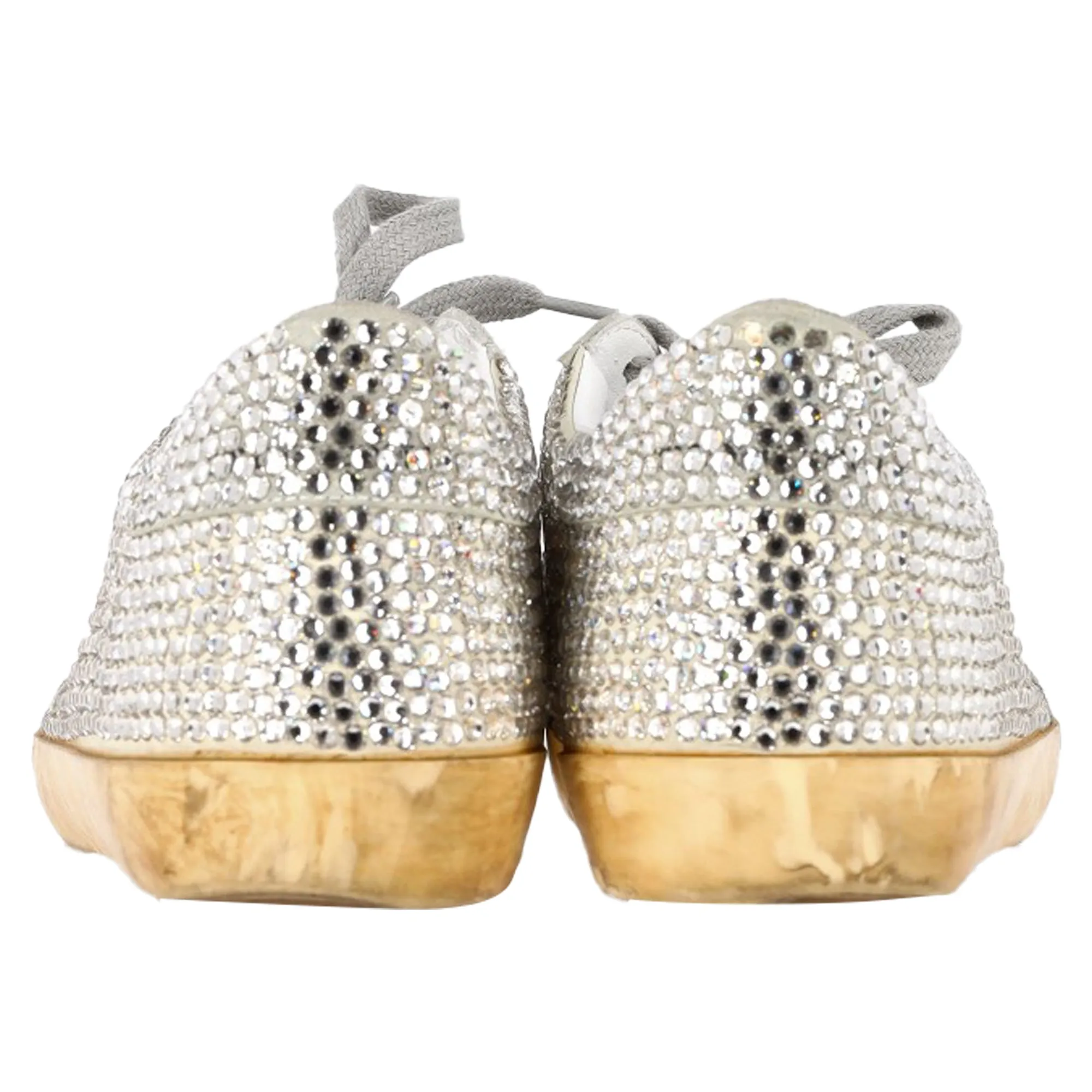 Golden Goose Super-Star Crystal Embellished Sneakers in Grey Suede