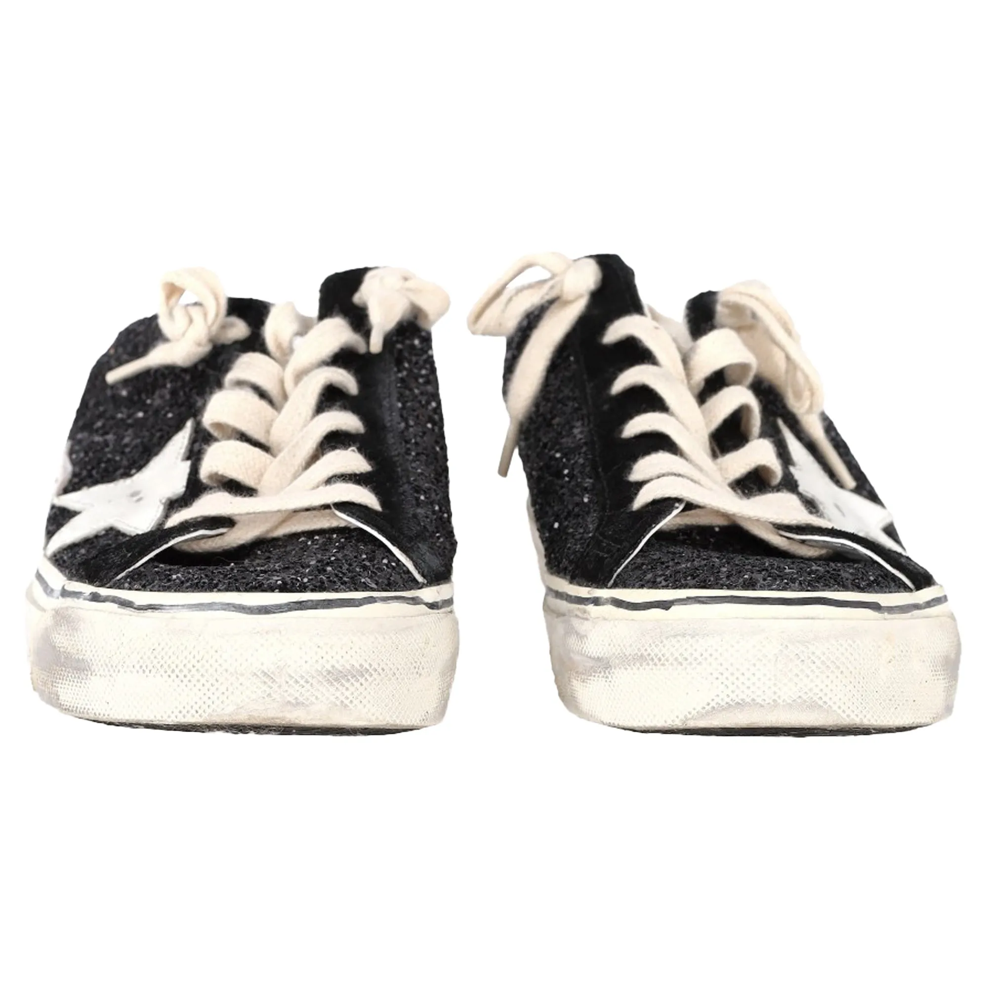 Golden Goose Super-Star Sabot Sneakers in Black Glitter