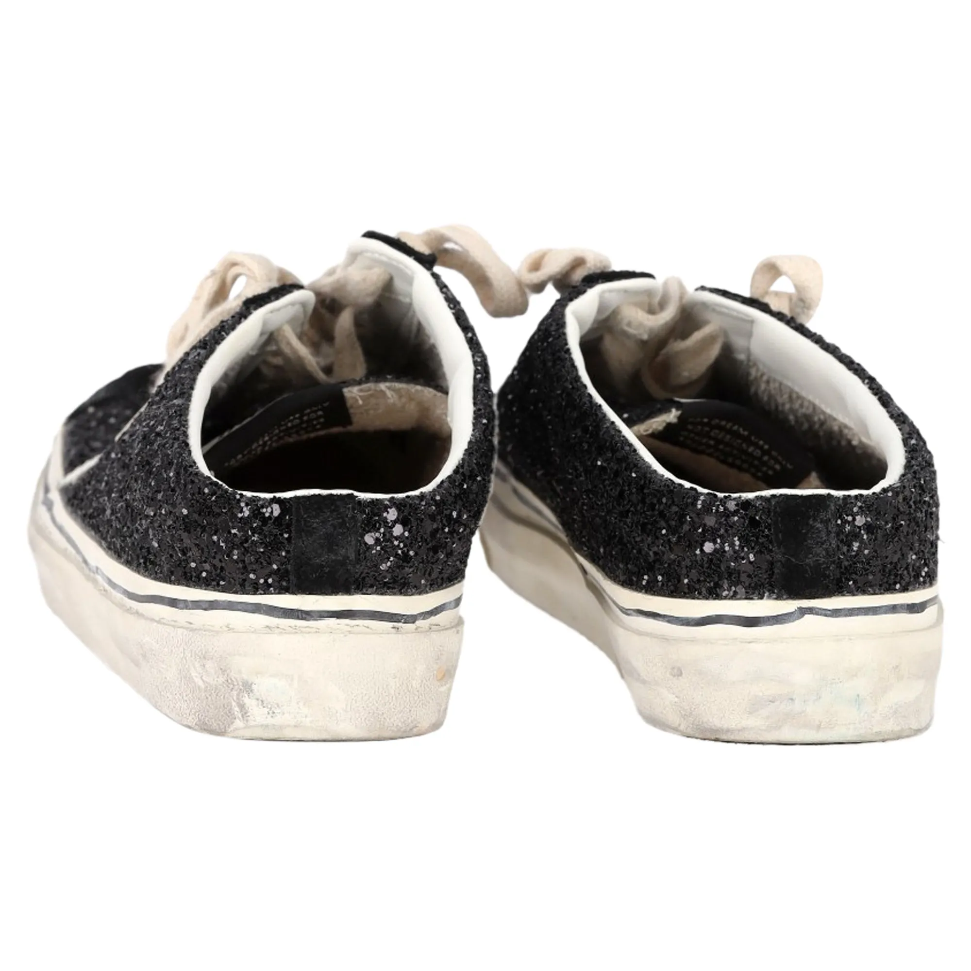 Golden Goose Super-Star Sabot Sneakers in Black Glitter