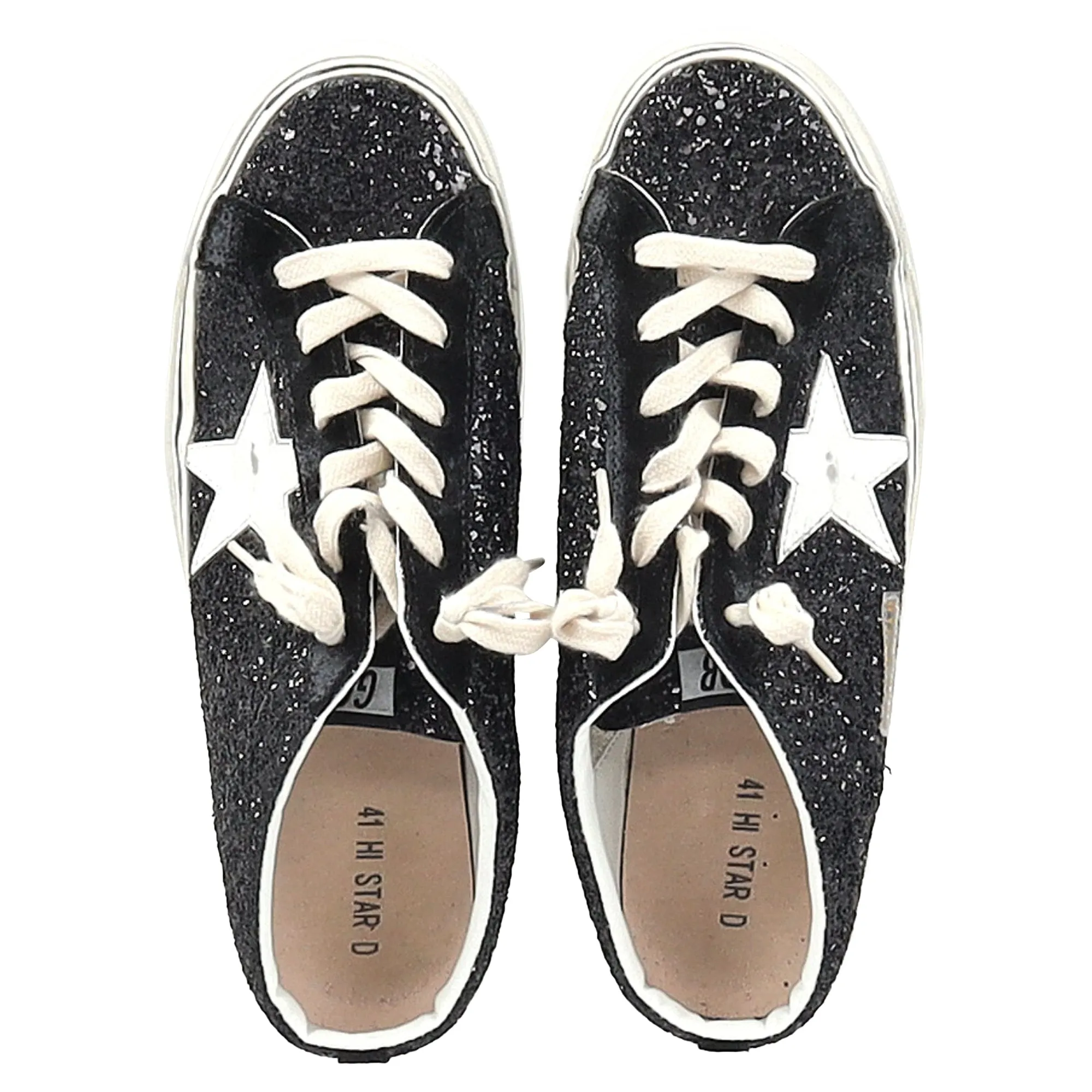 Golden Goose Super-Star Sabot Sneakers in Black Glitter