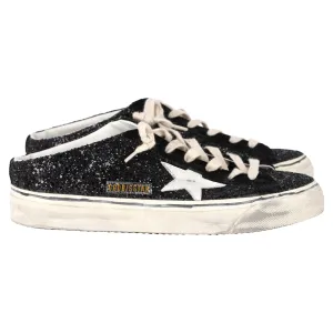 Golden Goose Super-Star Sabot Sneakers in Black Glitter