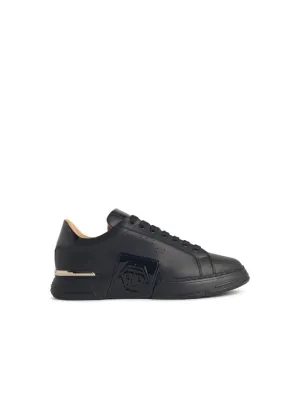 Hexagon' Black Leather Sneakers