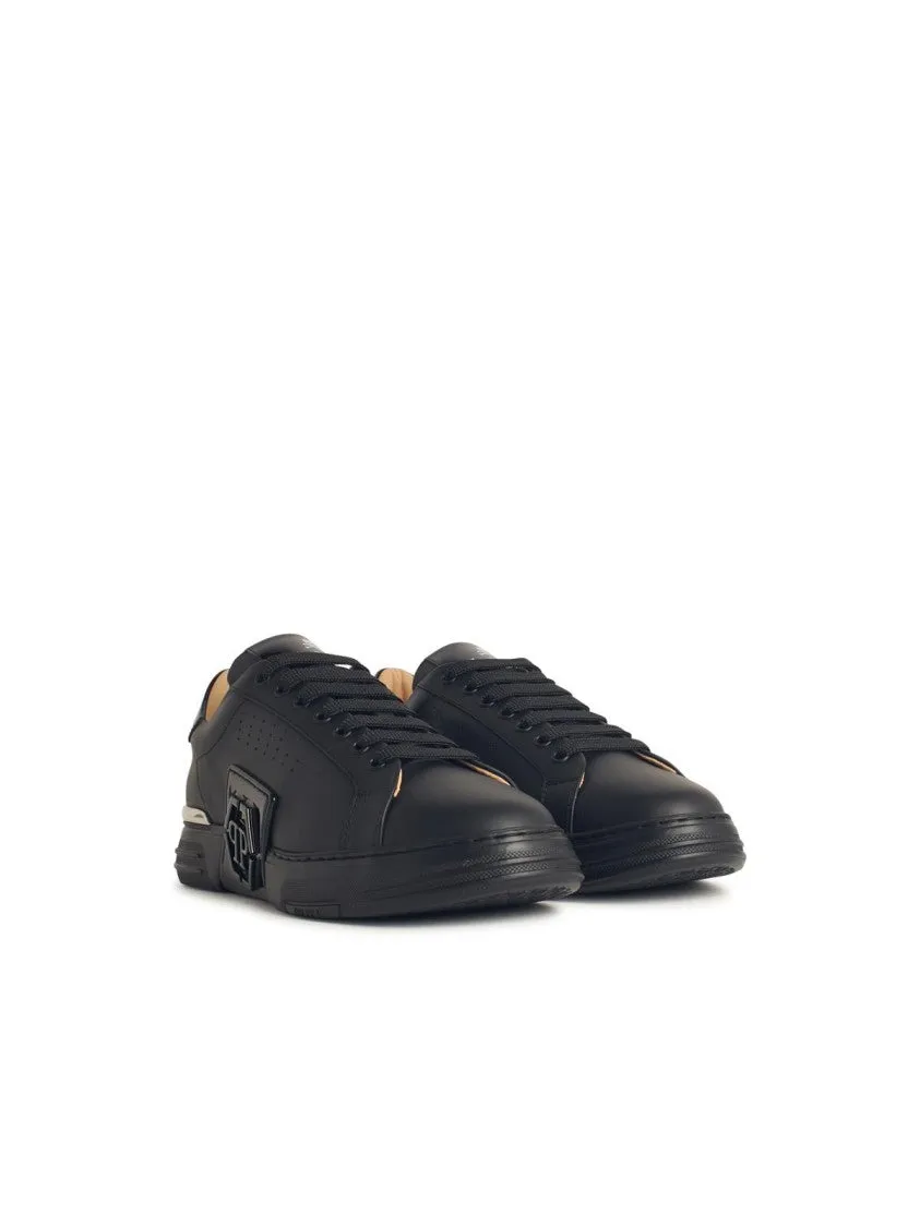 Hexagon' Black Leather Sneakers
