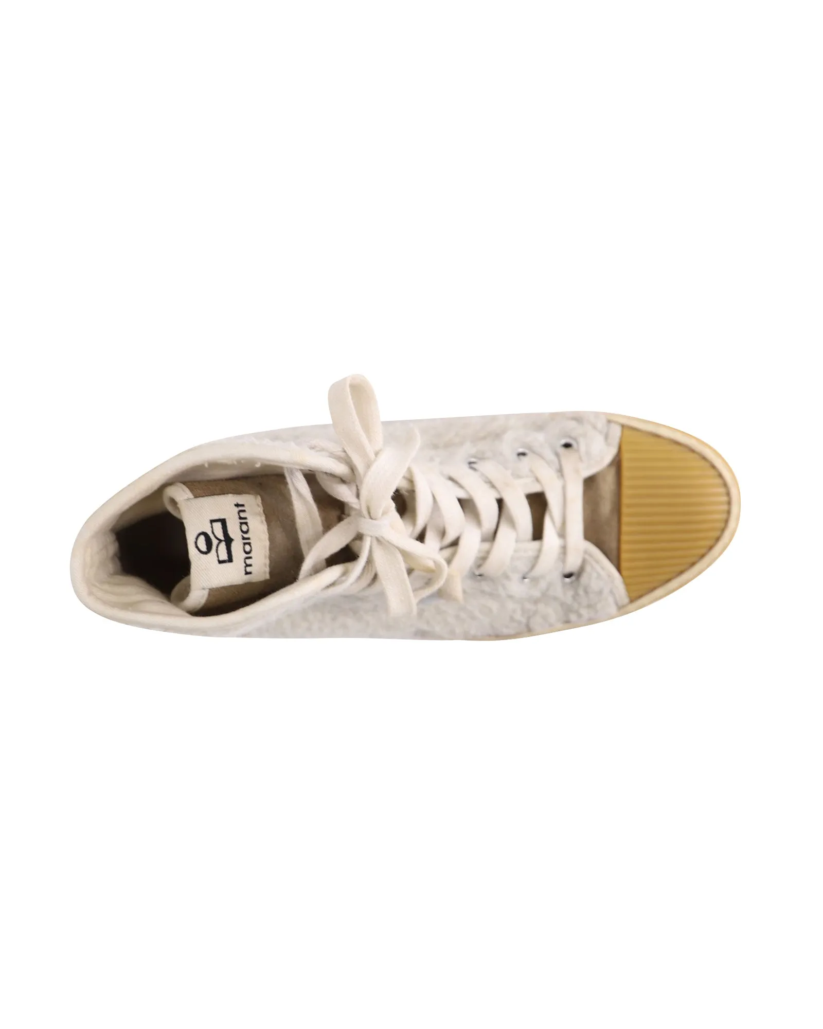 Isabel Marant Benkeen High-Top Sneakers in Ecru Faux Fur