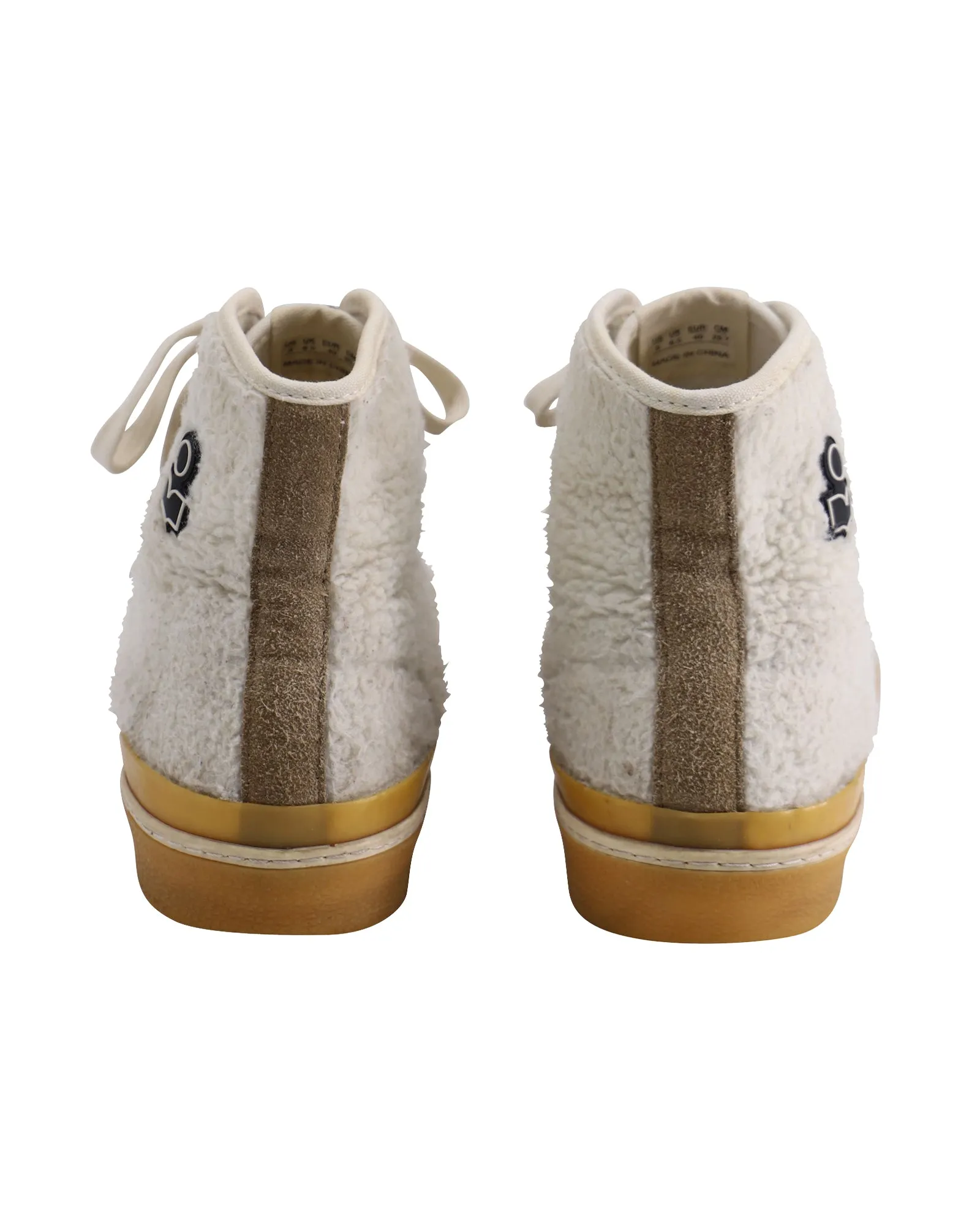 Isabel Marant Benkeen High-Top Sneakers in Ecru Faux Fur