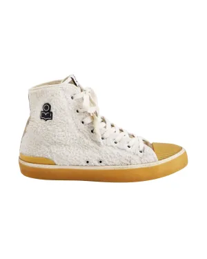 Isabel Marant Benkeen High-Top Sneakers in Ecru Faux Fur