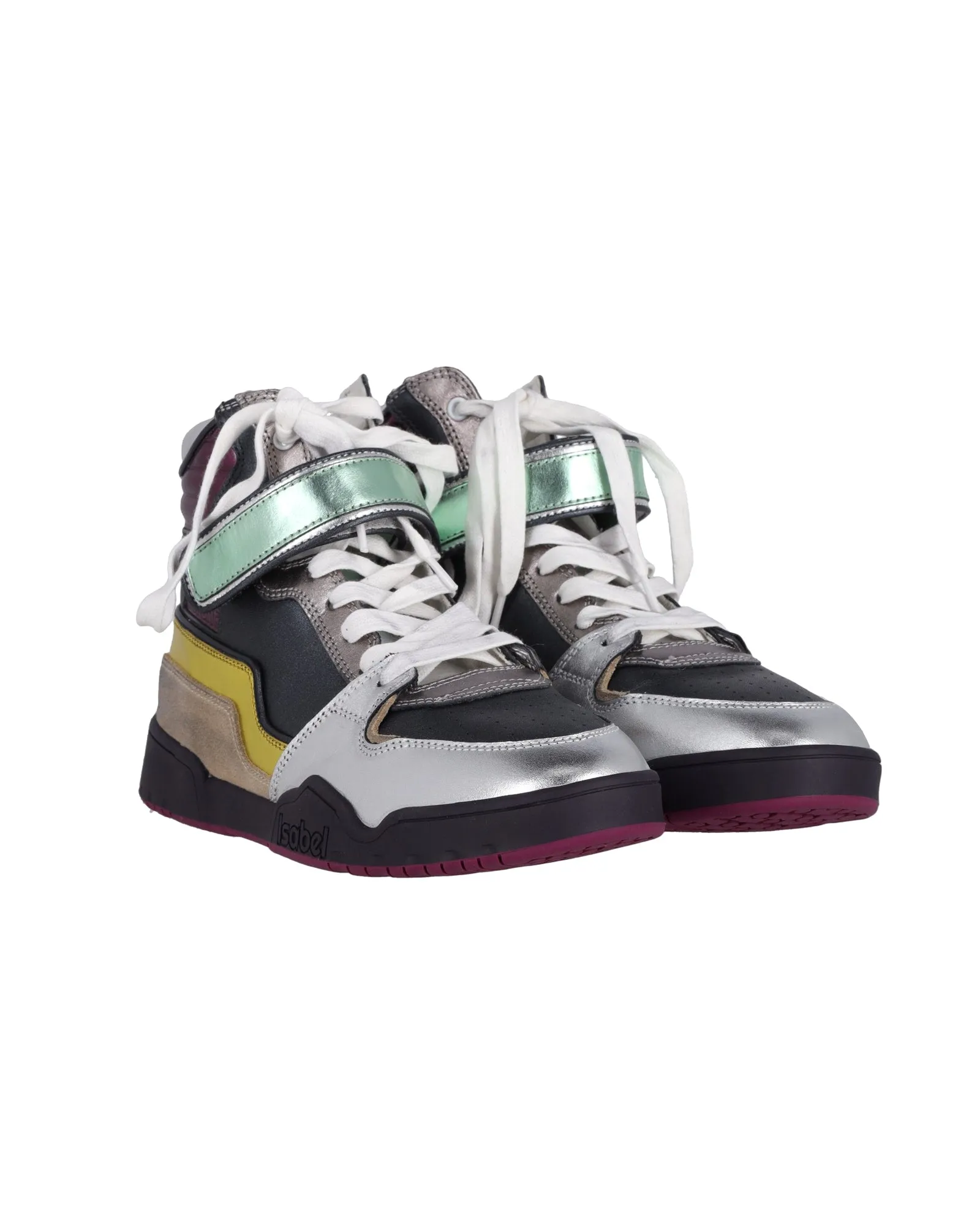 Isabel Marant Bresse Metallic Colorblock High-Top Sneakers in Multicolor Leather