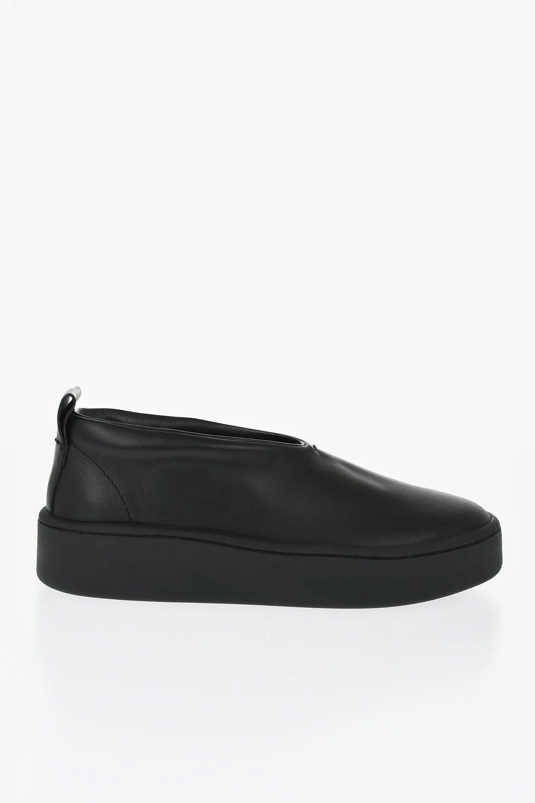 Jil Sander Leather Slip-On Sneakers With Rubber Sole
