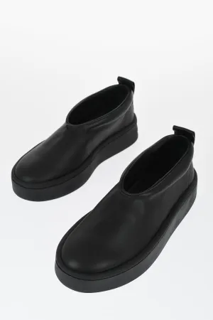 Jil Sander Leather Slip-On Sneakers With Rubber Sole
