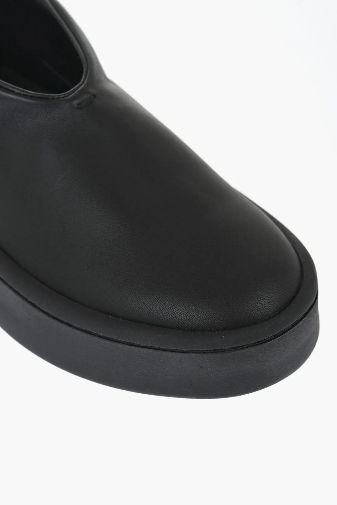 Jil Sander Leather Slip-On Sneakers With Rubber Sole