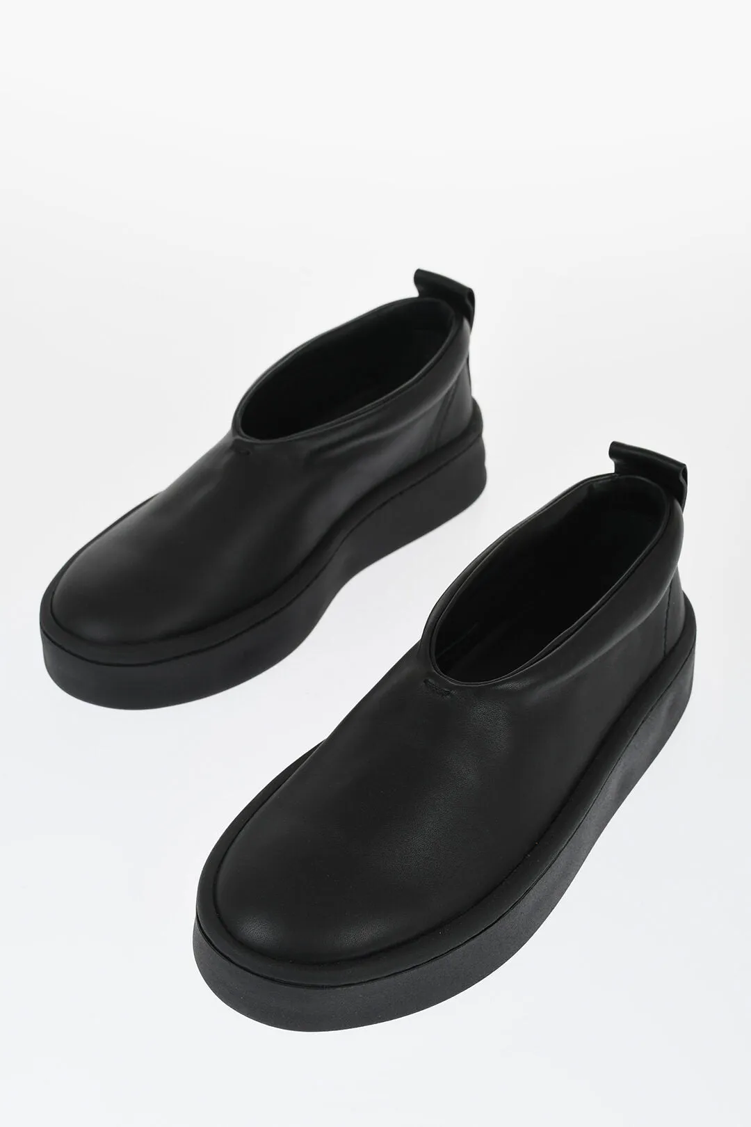 Jil Sander Leather Slip-On Sneakers With Rubber Sole