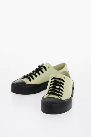 Jil Sander Rubber Sole Jungle Canvas Lace-Up Sneakers