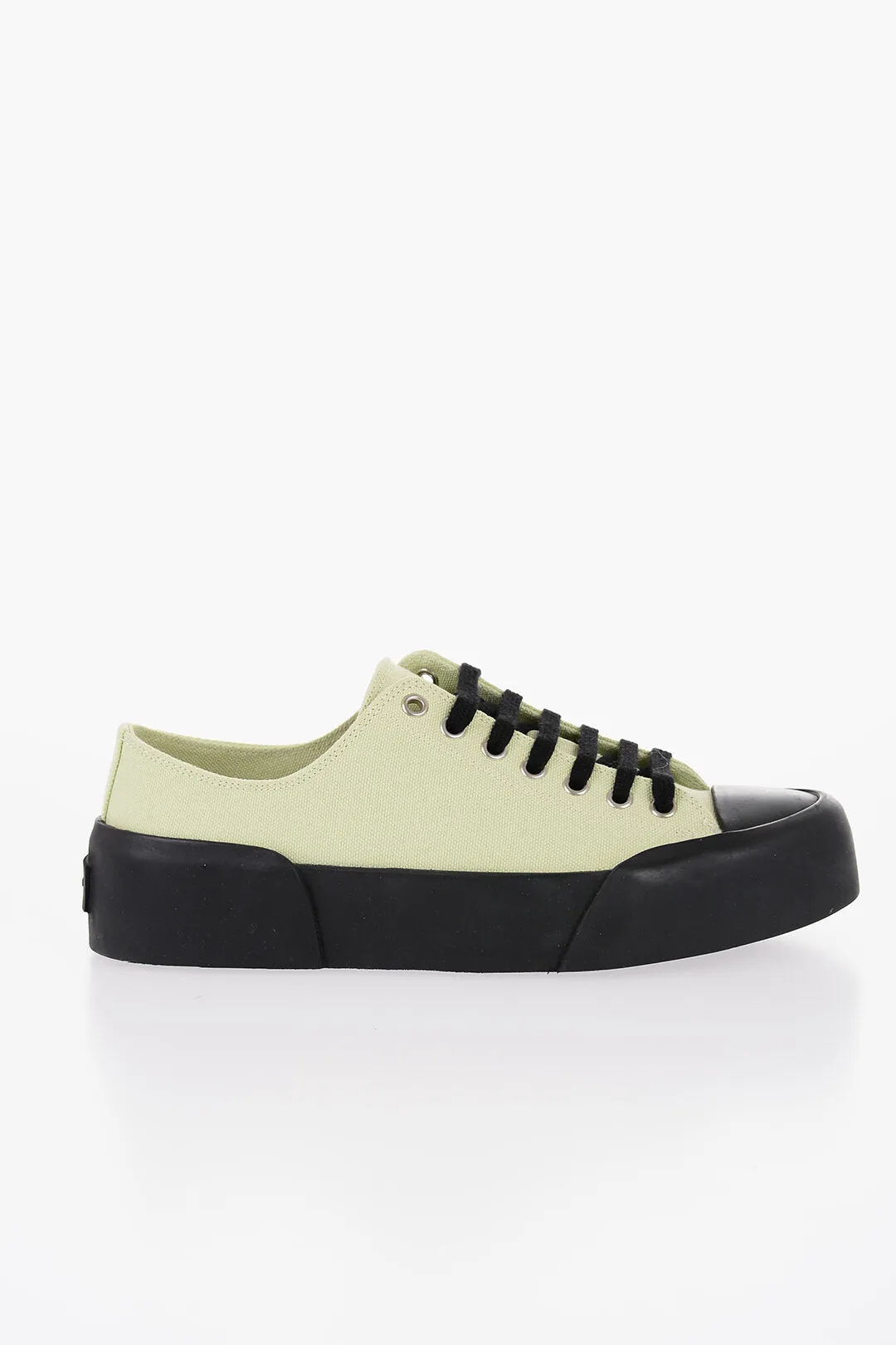 Jil Sander Rubber Sole Jungle Canvas Lace-Up Sneakers
