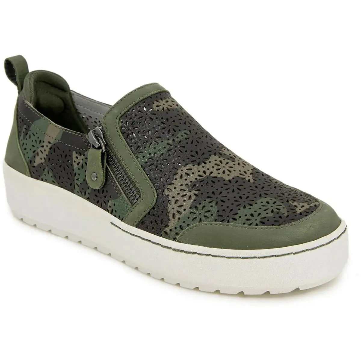 July Womens Perforated Leather Casual And Fashion Sneakers