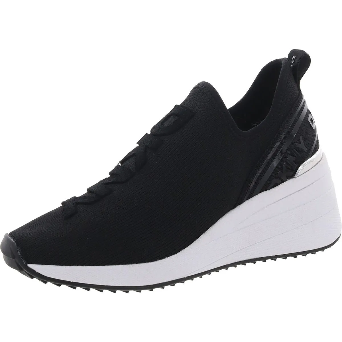 Keeva  Womens Covered Wedge Ribbed Knit Casual And Fashion Sneakers