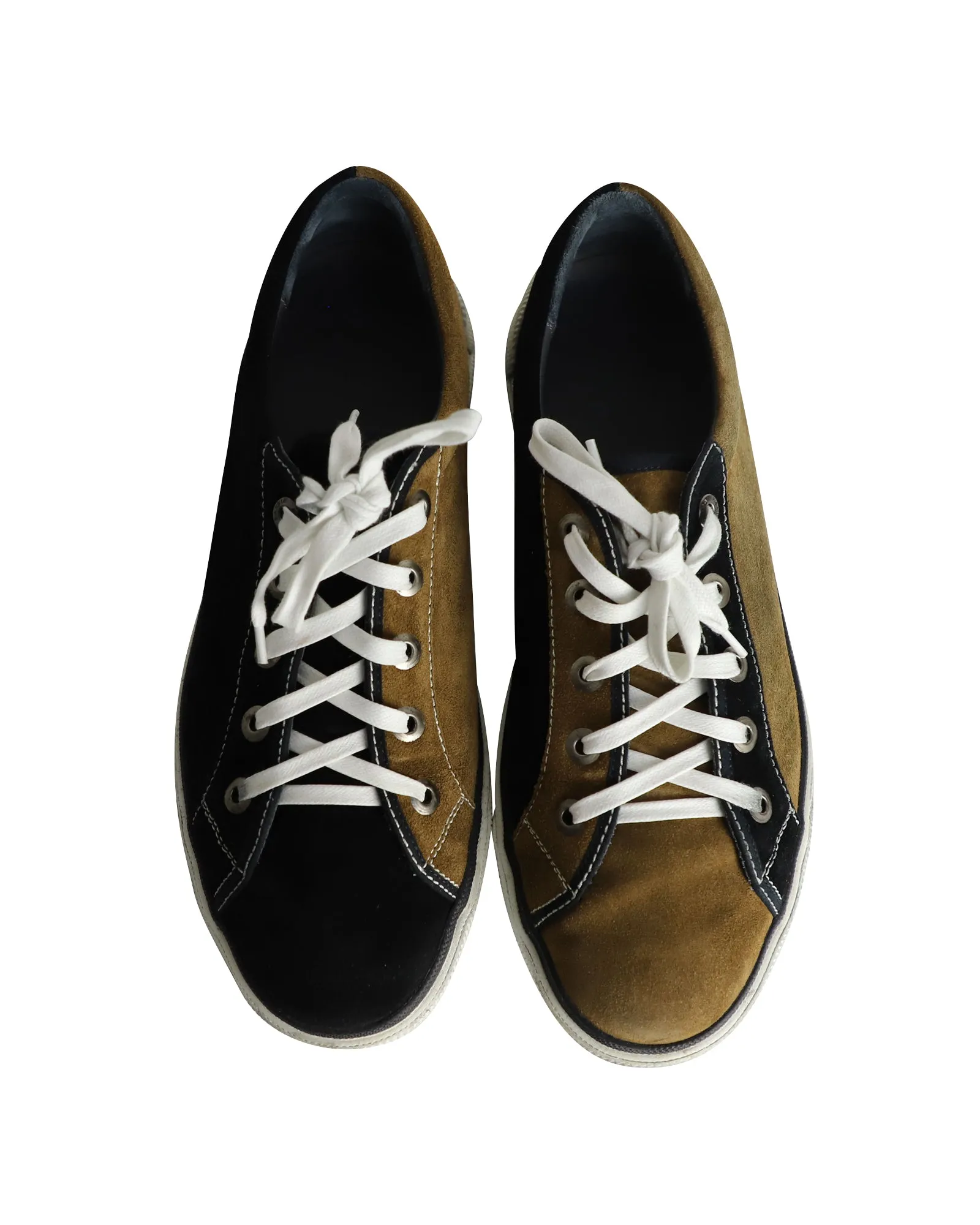 Lanvin Bicolor Derby Sneakers in Multicolor Calfskin Suede