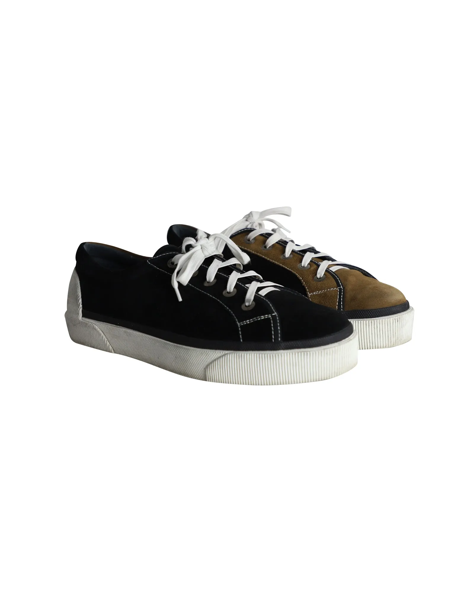 Lanvin Bicolor Derby Sneakers in Multicolor Calfskin Suede