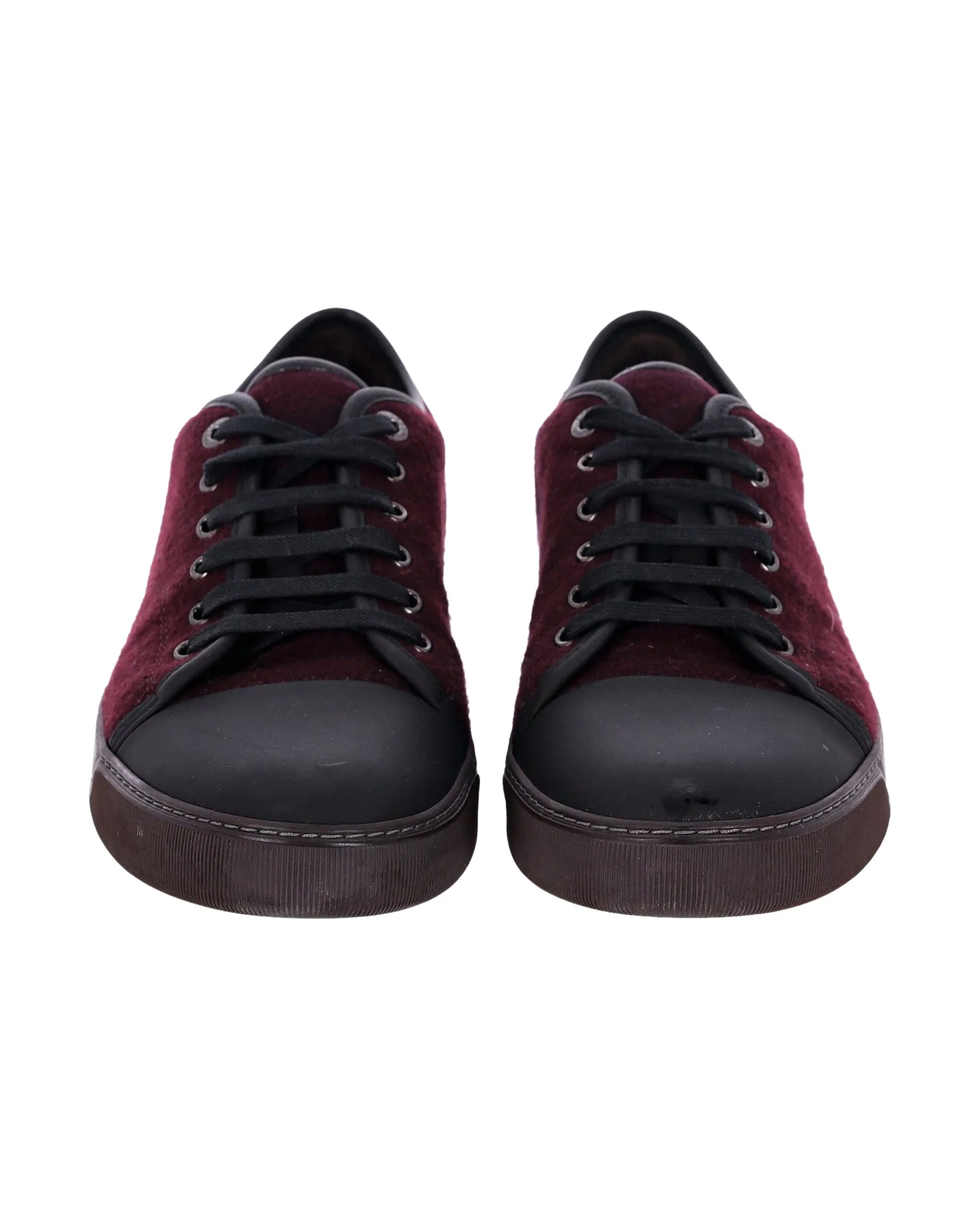 Lanvin DBB1 Matte Cap Toe Low Top Sneaker in Burgundy Suede