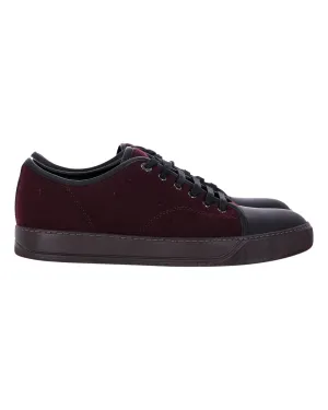 Lanvin DBB1 Matte Cap Toe Low Top Sneaker in Burgundy Suede