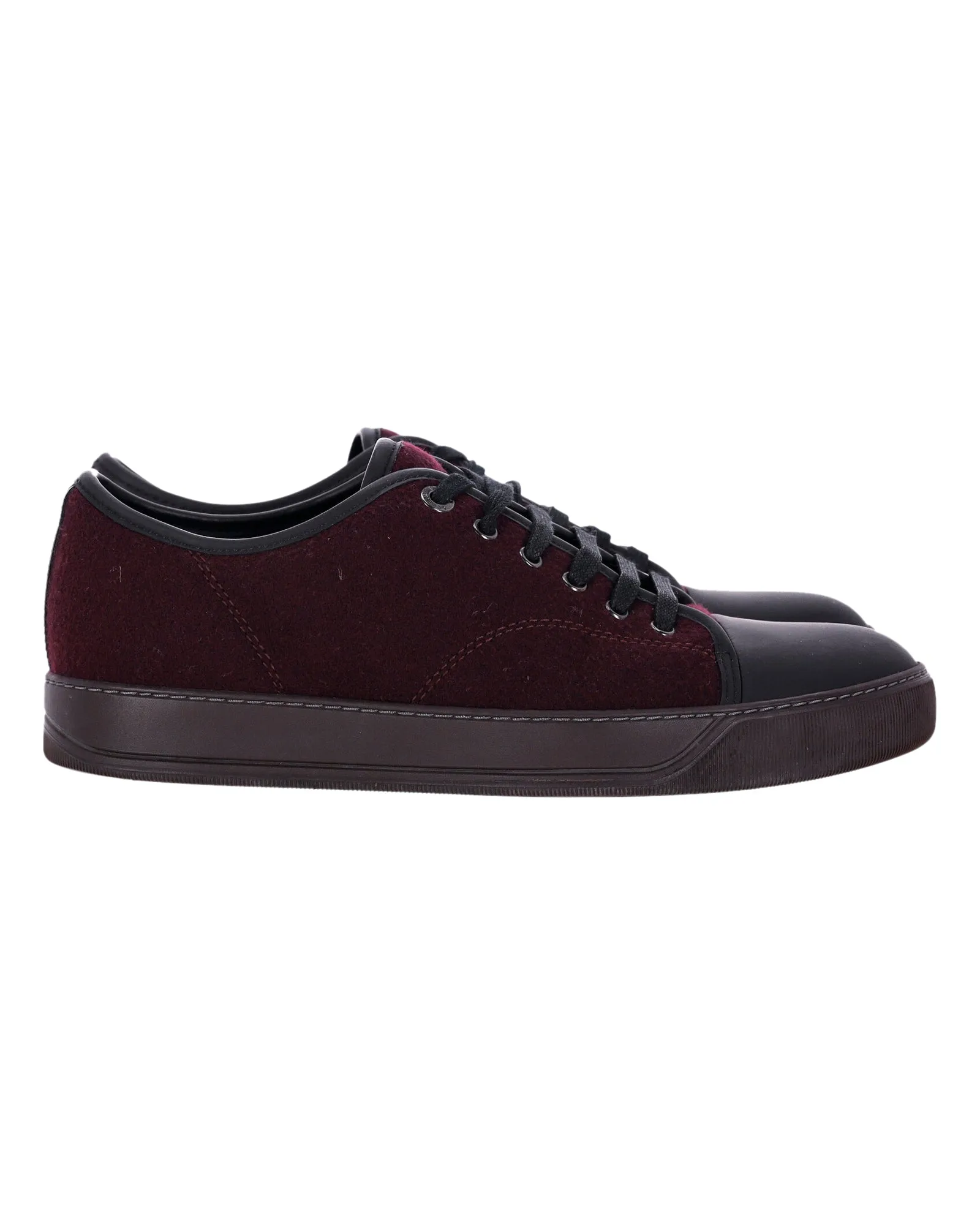 Lanvin DBB1 Matte Cap Toe Low Top Sneaker in Burgundy Suede
