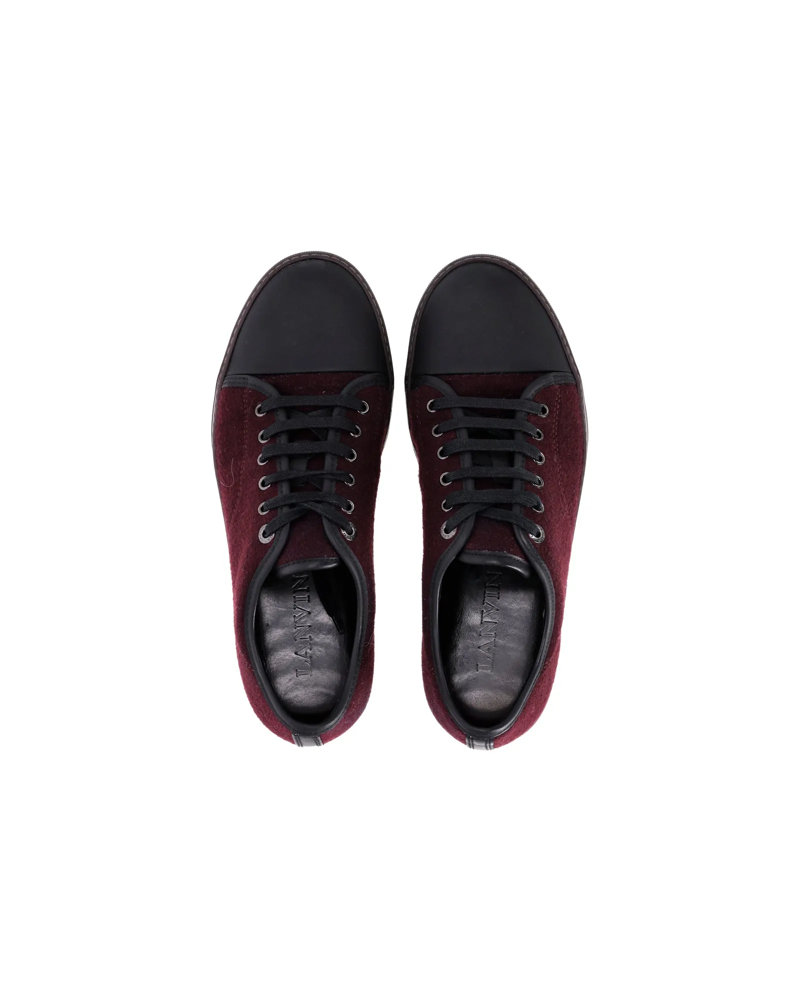 Lanvin DBB1 Matte Cap Toe Low Top Sneaker in Burgundy Suede