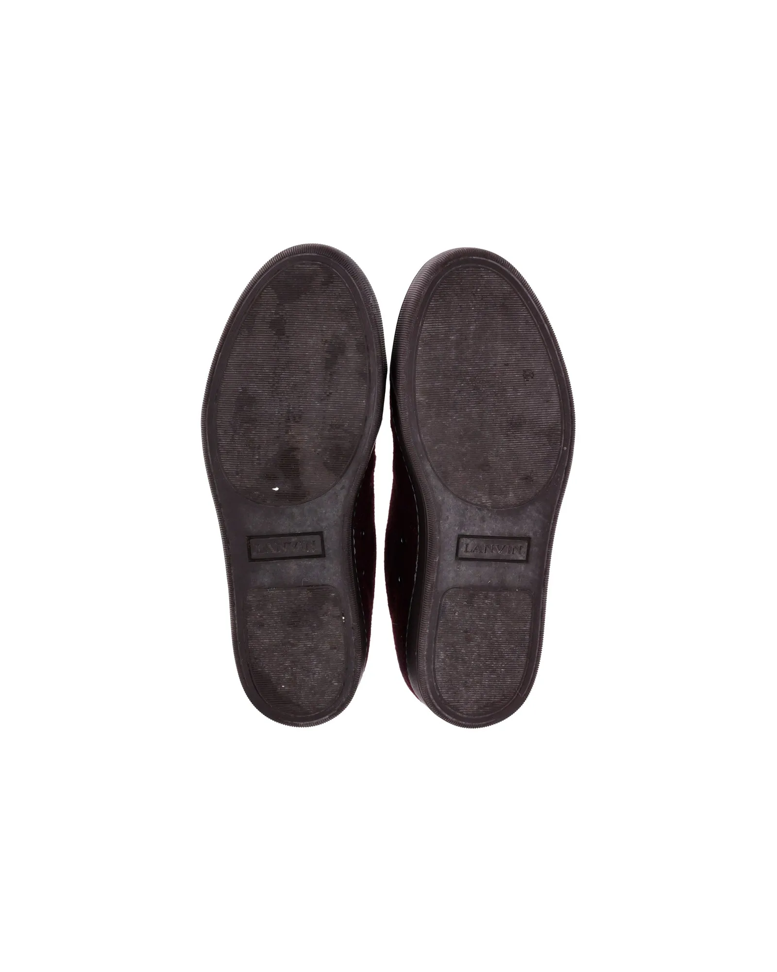 Lanvin DBB1 Matte Cap Toe Low Top Sneaker in Burgundy Suede
