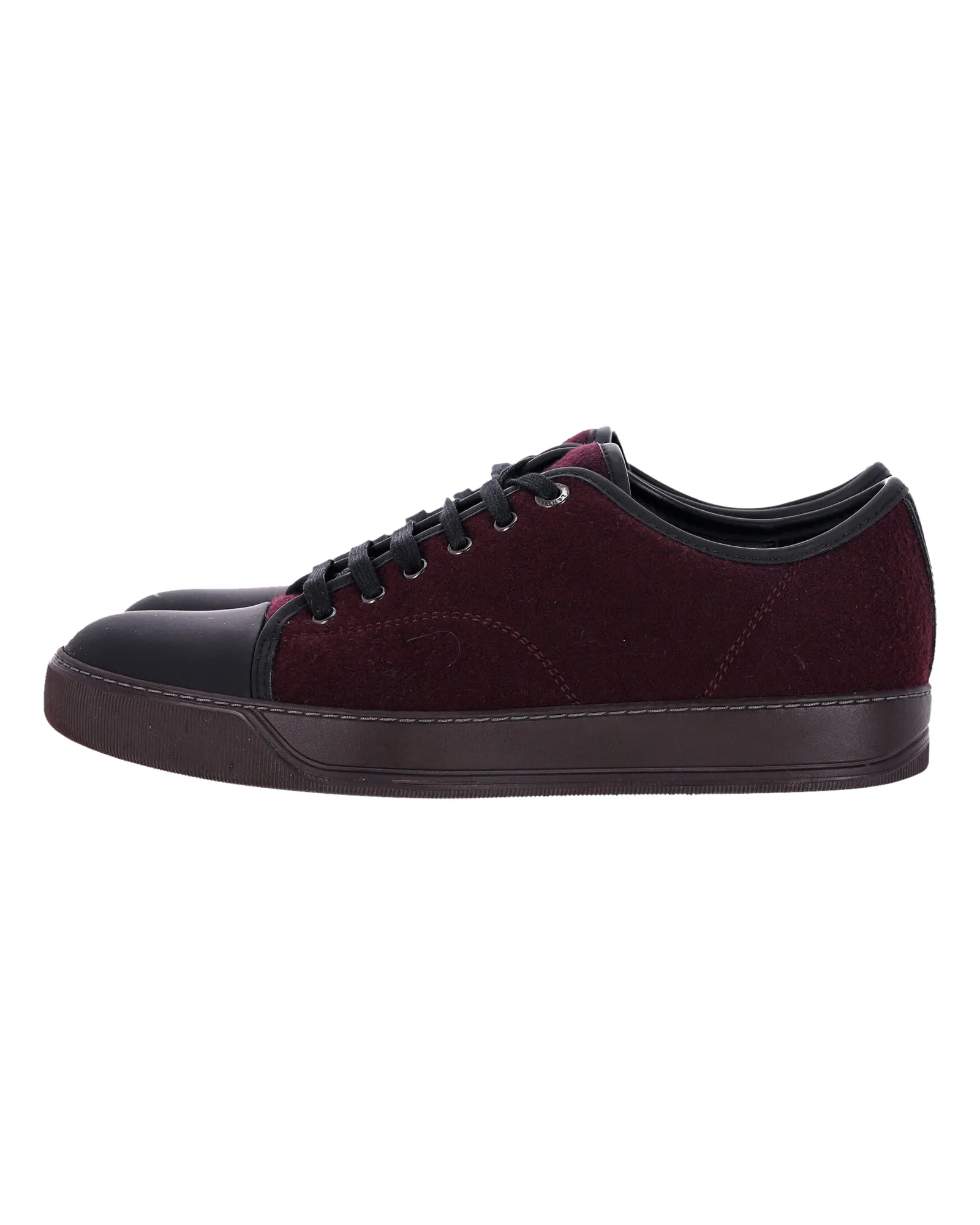 Lanvin DBB1 Matte Cap Toe Low Top Sneaker in Burgundy Suede