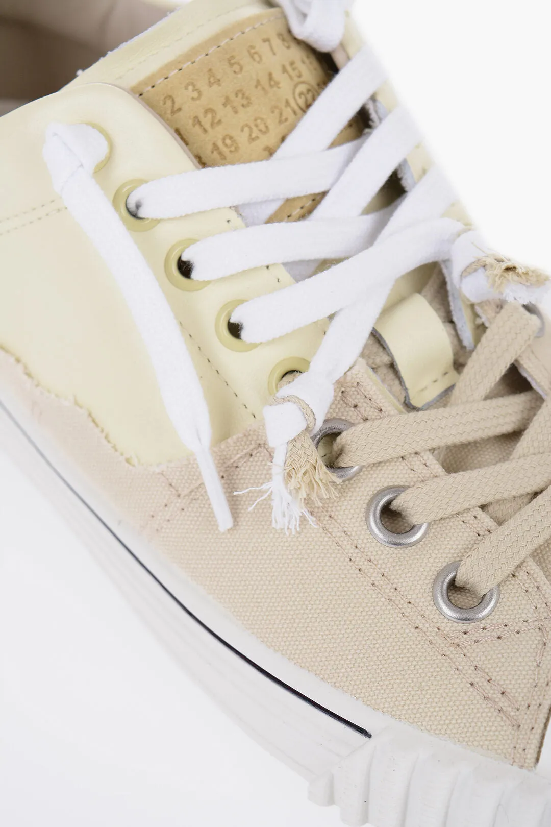 Maison Margiela Leather Low-Top Sneakers With Raw-Cut Details
